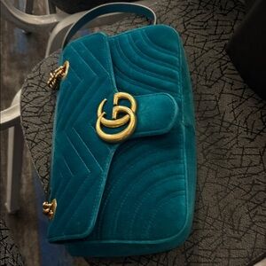 Gucci Teal Crossbody Bag with Gold Accents